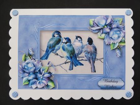 Beautiful Blue Tits & Porcelain Roses by Valerie Spowart