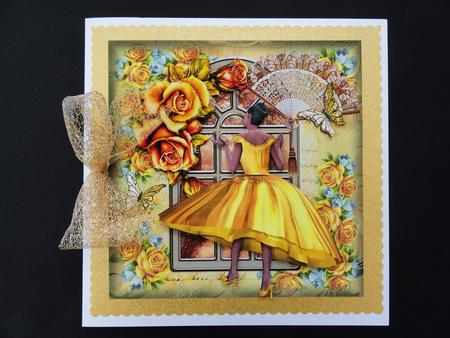 Vintage Style Goldie Rose Card Front Kit by Valerie Spowart