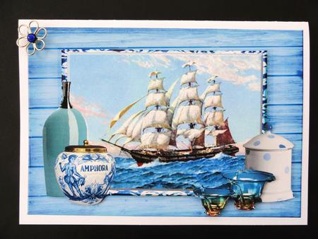 Vintage Male Card Sail/delfts Bleu by Valerie Spowart