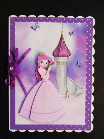 Pretty Princess and Her Castle Card Front and Decoupage by Valerie Spowart