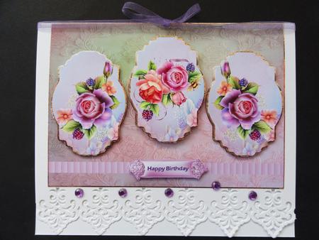 English Rose Panel Card with Toppers by Valerie Spowart