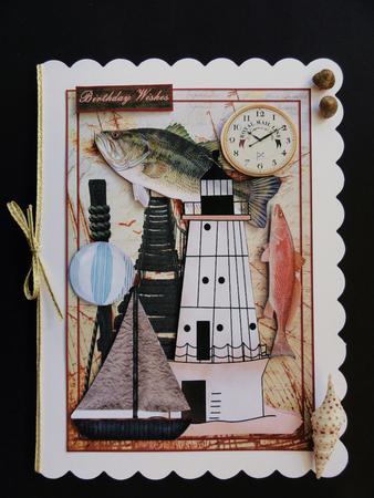 Vintage Male Card Nautic / Fishing by Valerie Spowart