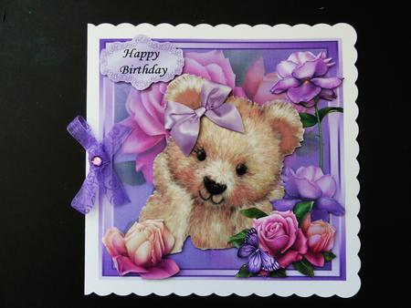 Tatty Brown Bear with Roses 8x8 Mini Kit by Valerie Spowart