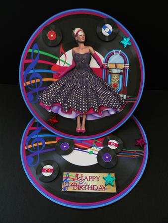 Rock and Roll Lady Round Easel Card Mini Kit by Valerie Spowart