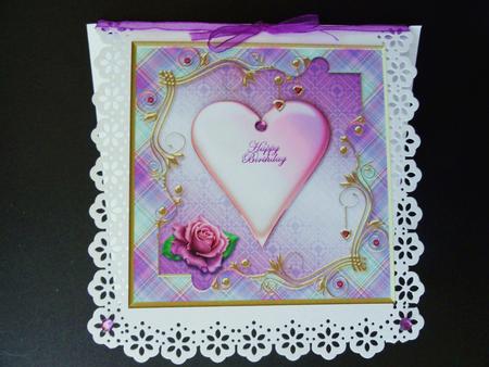 Perfume Rose and Heart in Lilac Plaid Frame Insert by Valerie Spowart