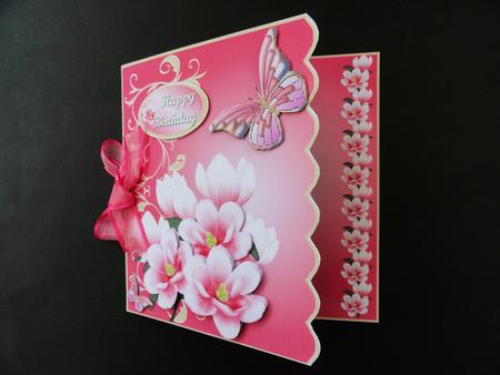 Pink Magnolias Side Scallop Card Mini Kit by Valerie Spowart