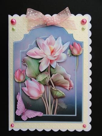 Lotus Love Shaped Card Front with Step by Step by Valerie Spowart