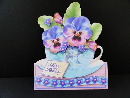 Teacups & Flowers Stand Alone Easel Kit - Pansy Pearl by Valerie Spowart