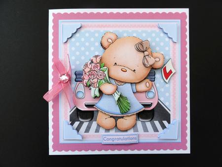 She Passed Her Driving Test Card Topper & Decoupage by Valerie Spowart
