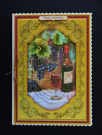 Vintage Red Wine Quick Card Topper & Pyramage by Valerie Spowart