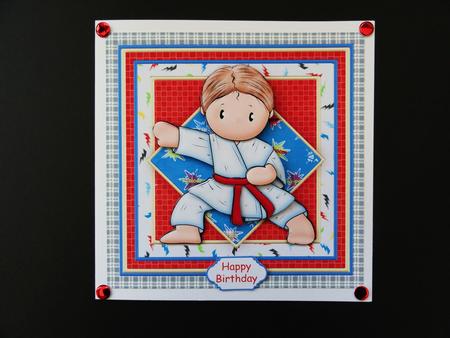 Karate Andy Card Topper and Decoupage by Valerie Spowart