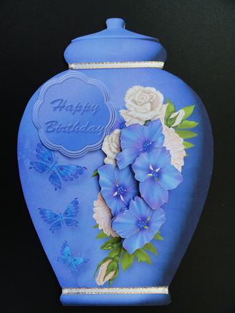 Pretty Pots Card Mini Kit - Blue and Cream Flowers by Valerie Spowart