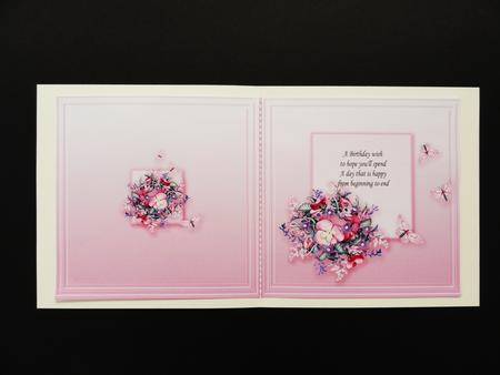 Pink Pansies and Butterflies 5in x 5in Insert by Valerie Spowart