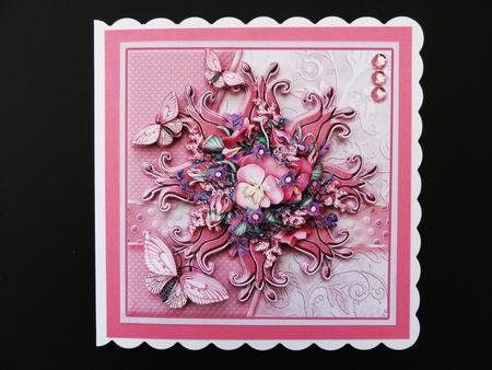 Pink Pansies and Butterflies 5in x 5in Decoupage Mini Kit by Valerie Spowart