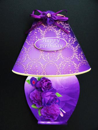 Table Lamp Card Mini Kit - Purple Posy by Valerie Spowart