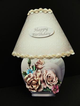 Table Lamp Card Mini Kit - Champagne Roses by Valerie Spowart