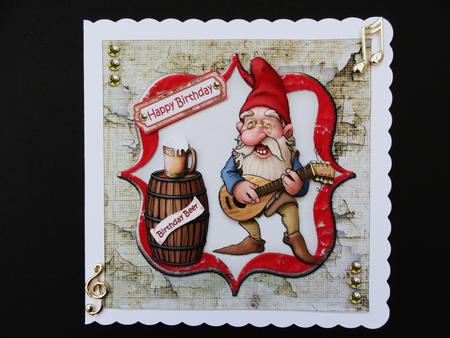 8x8 Birthday Beer Mandolin Gnome Mini Kit by Valerie Spowart