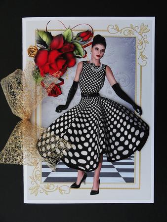 1950`s Lady with Red Roses by Valerie Spowart