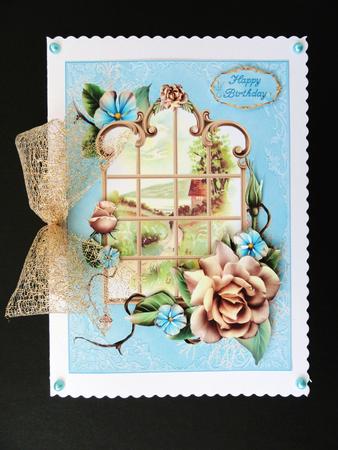 Through the Window with Champagne Roses by Valerie Spowart