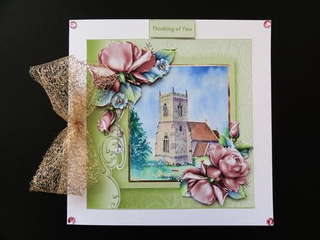 Church View Card with Rose Decoupage by Valerie Spowart