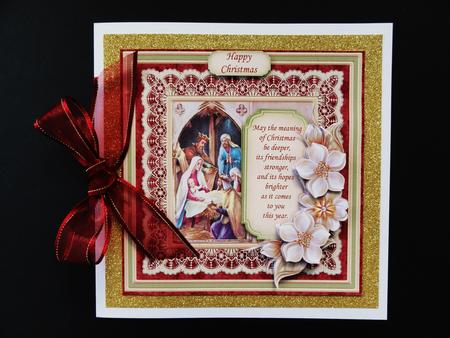 Christmas Floral Tag & Nativity Card Topper & Decoupage by Valerie Spowart
