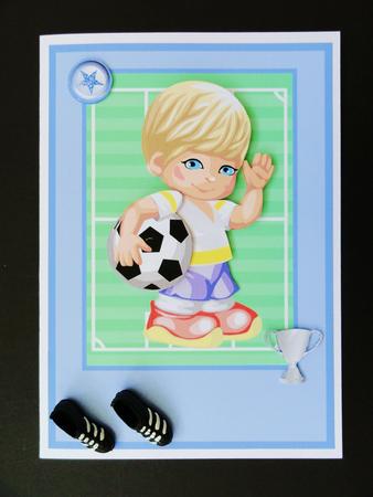 Little Football Boy Topper & Decoupage by Valerie Spowart