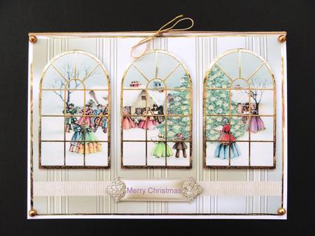 Carol Singers Around the Christmas Tree Window View by Valerie Spowart