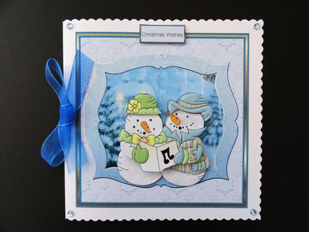 Singing Snowmen Card with Decoupage by Valerie Spowart