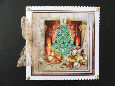Christmas Tree and Presents 7x7 Card by Valerie Spowart