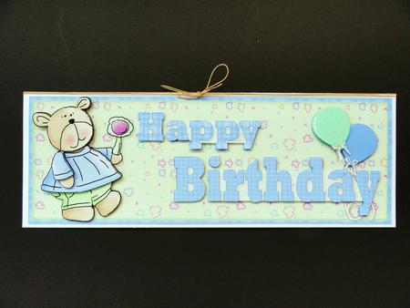 Happy Birthday Boy Bear Word Dl Topper by Valerie Spowart