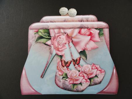 Handbag Shape Card Shoe Rose by Valerie Spowart
