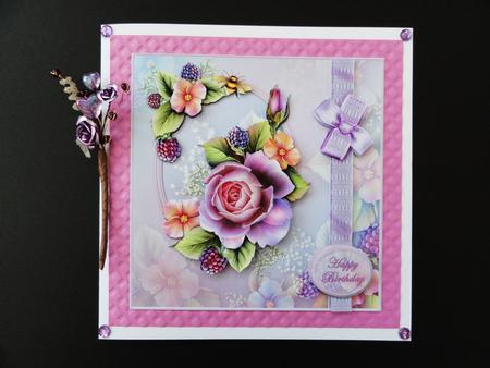 English Lilac Rose Square Card Front by Valerie Spowart