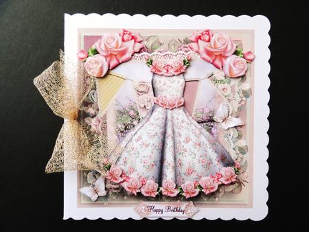 Step Back in Time Floral Dress Card Front Kit by Valerie Spowart
