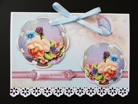 English Rose,card with Petal Toppers by Valerie Spowart