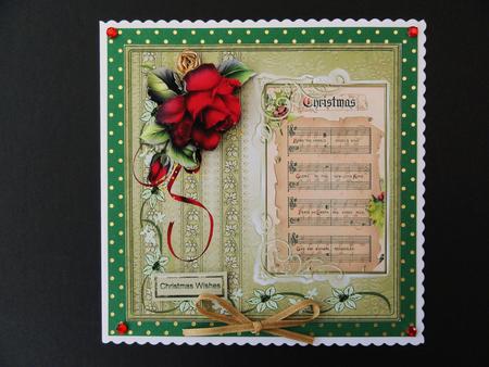 Red Rose Christmas Card with Decoupage by Valerie Spowart