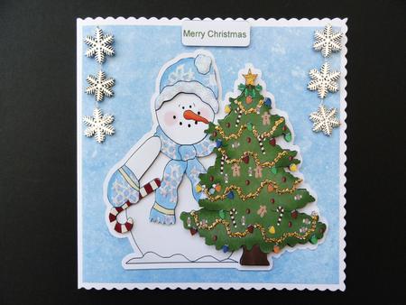 Snowman and Christmas Tree Shaped Card Topper by Valerie Spowart