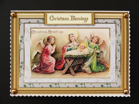 A Child is Born Decoupage Card Front by Valerie Spowart