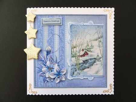 Vintage Christmas House Across the Stream by Valerie Spowart