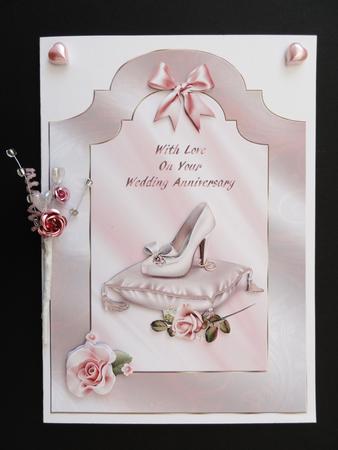 Shoe and Cushion Anniversary Card Front by Valerie Spowart