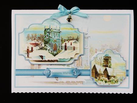 Vintage Winter Church Scene Quick Card by Valerie Spowart