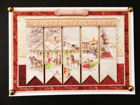 Christmas Train Station Ribbon Strips Quick Card by Valerie Spowart