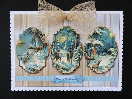 Reindeer in the Snow Panel Card with Toppers by Valerie Spowart
