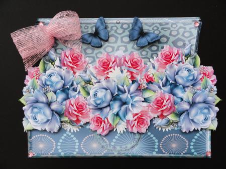 Gorgeous Retro Style Suitcase and Roses Shaped Card by Valerie Spowart