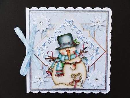 Frosty Snowman Card with Decoupage by Valerie Spowart