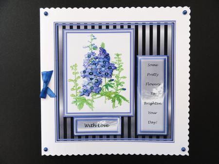 6 x 6 Delphinium Flowers - Decoupage Card Topper by Valerie Spowart