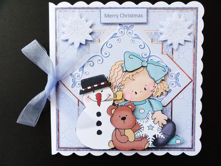 Girl and Snowman Card with Decoupage by Valerie Spowart