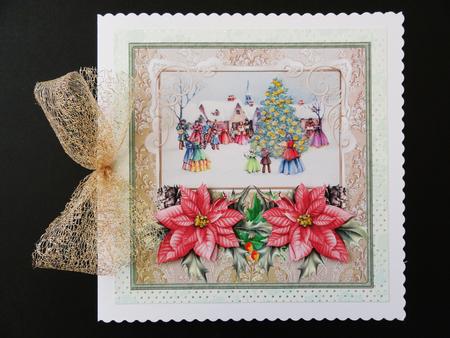 Carol Singers Around the Christmas Tree Card by Valerie Spowart
