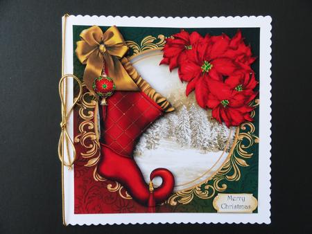 Gorgeous Vintage Stocking - Red Poinsettias by Valerie Spowart
