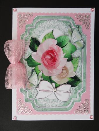 Pink Roses on a Plaque with Butterflies by Valerie Spowart