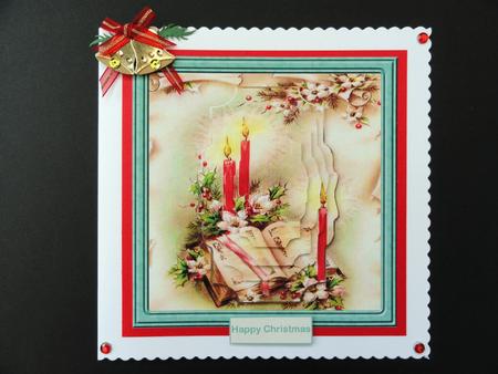 Christmas Candle and Christmas Rose Card by Valerie Spowart